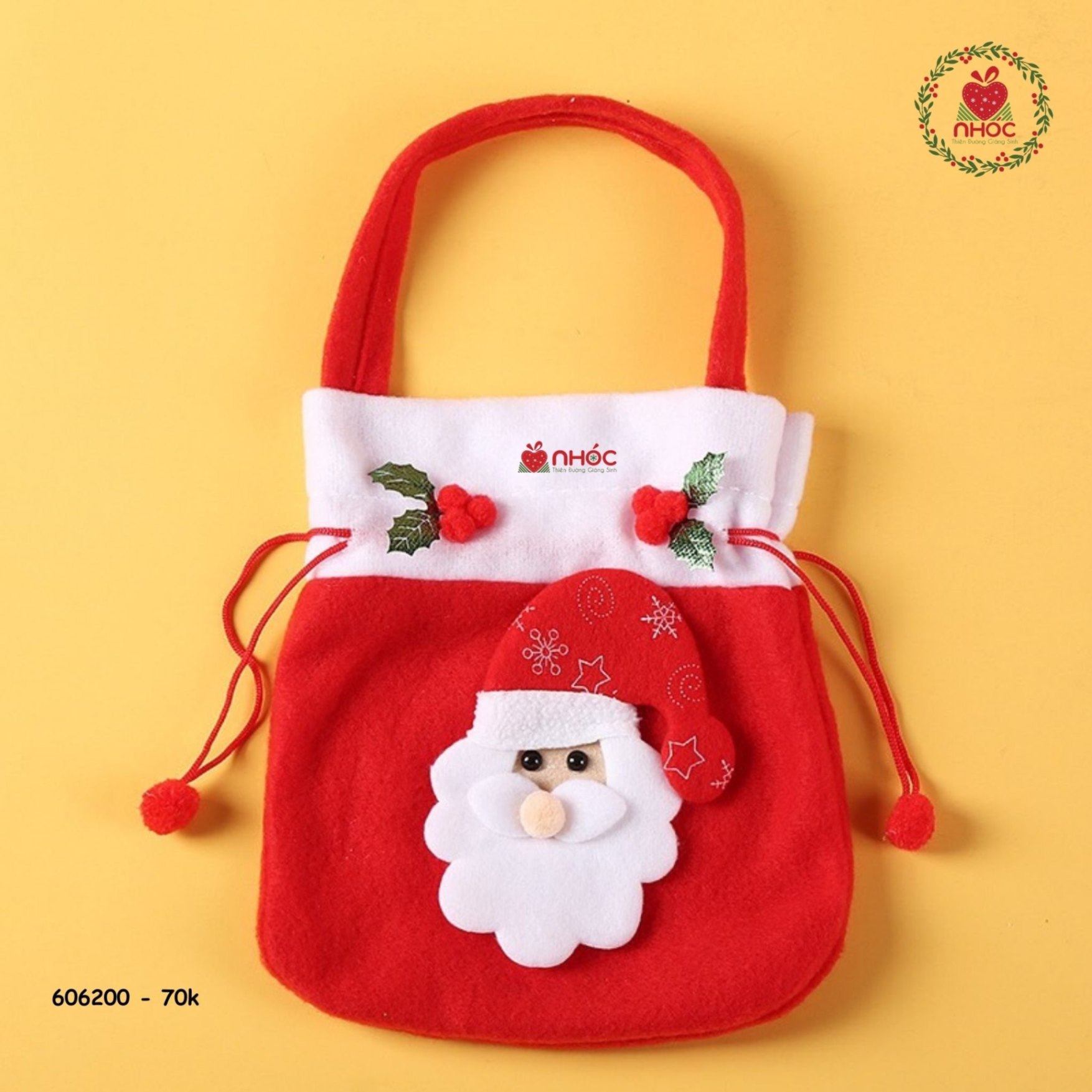 Túi xách Noel nỉ - Ông già noel - 7001