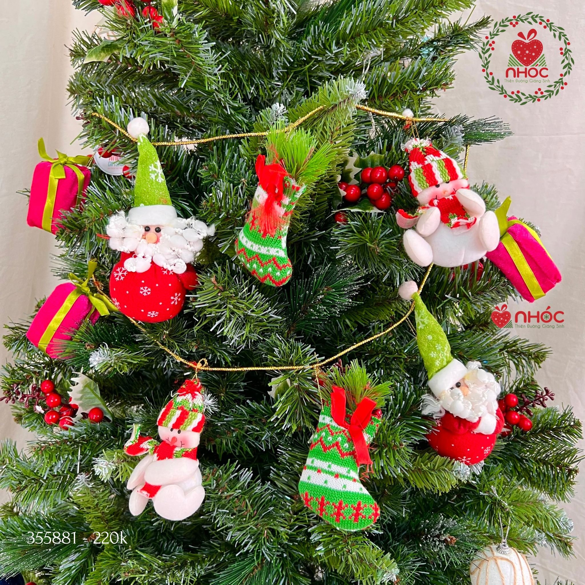 Dây trang trí noel bộ người tuyết ông già tất cây thông hộp quà- 140220