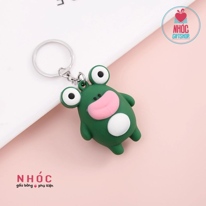 Móc khóa poly dẻo thú môi dày - 5001 - Ếch xanh rêu
