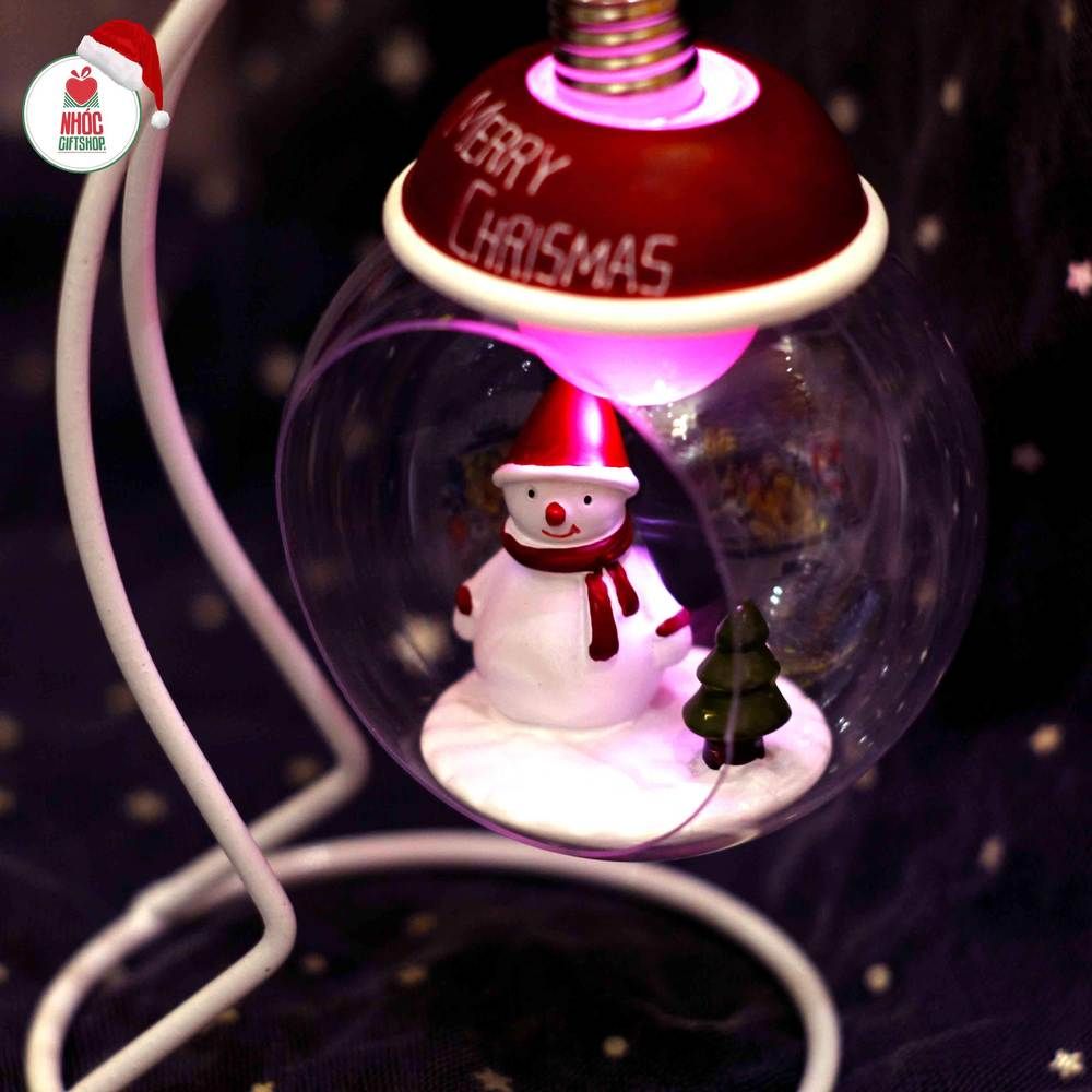 Đèn ngủ noel cầu thủy tinh - Người tuyết - 22001
