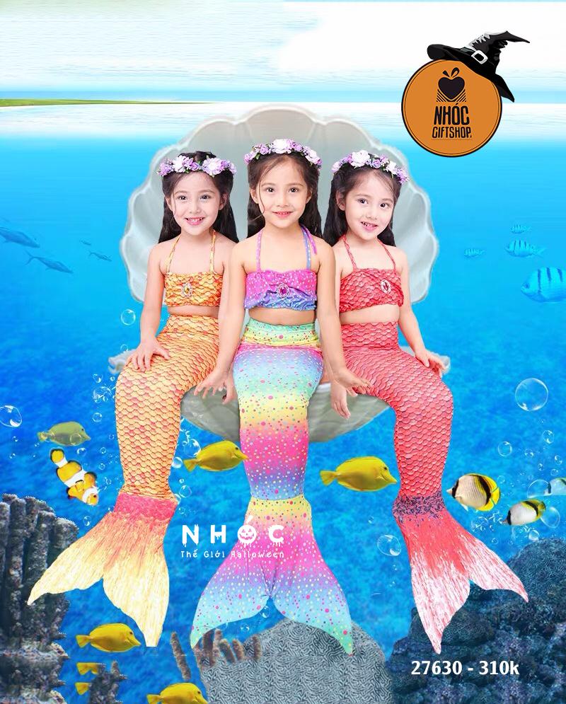 Đầm tiên cá 2 mảnh vải thun nhiều màu chấm bi - 110310