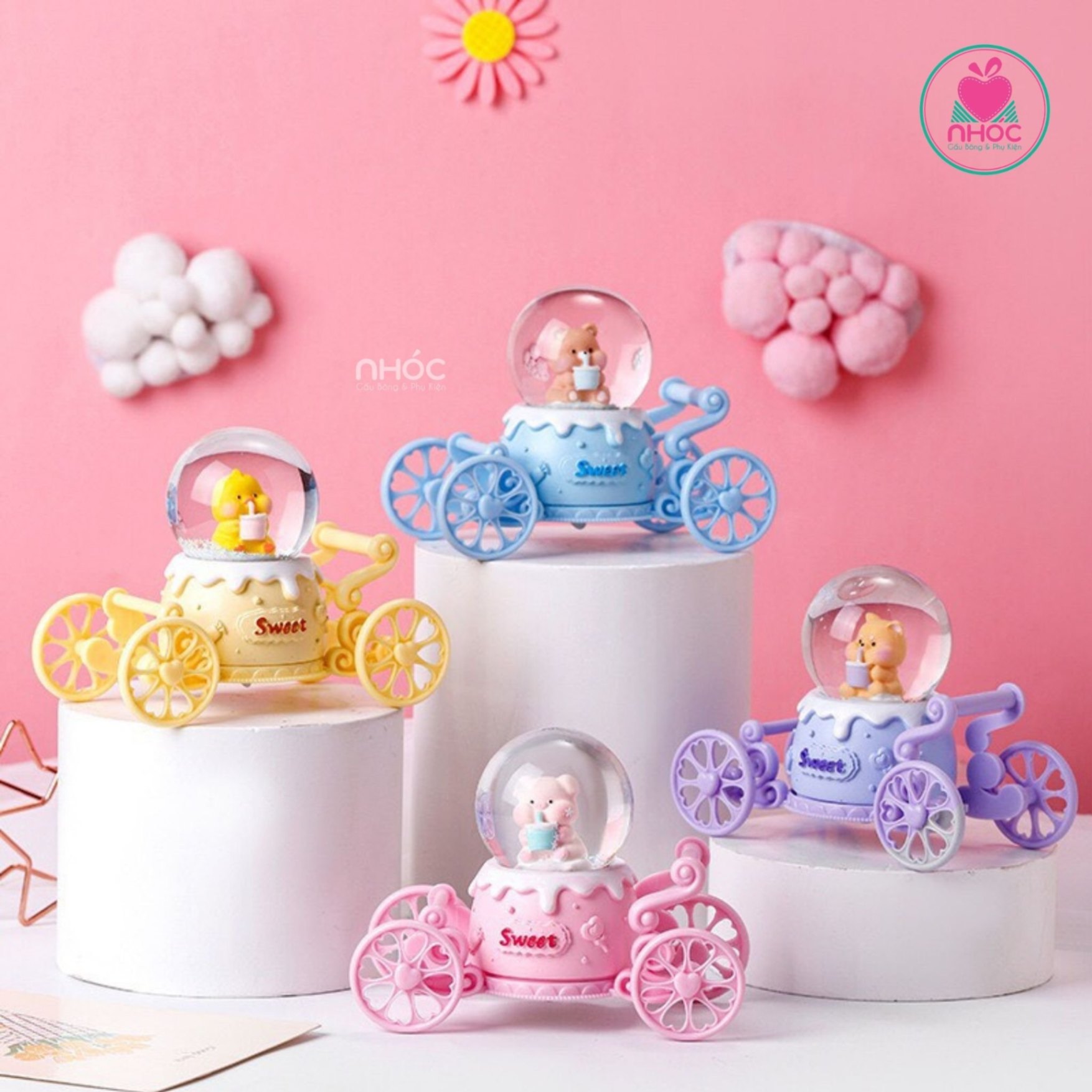 Cầu tuyết đế xe kẹo có đèn - Cáo - 05140