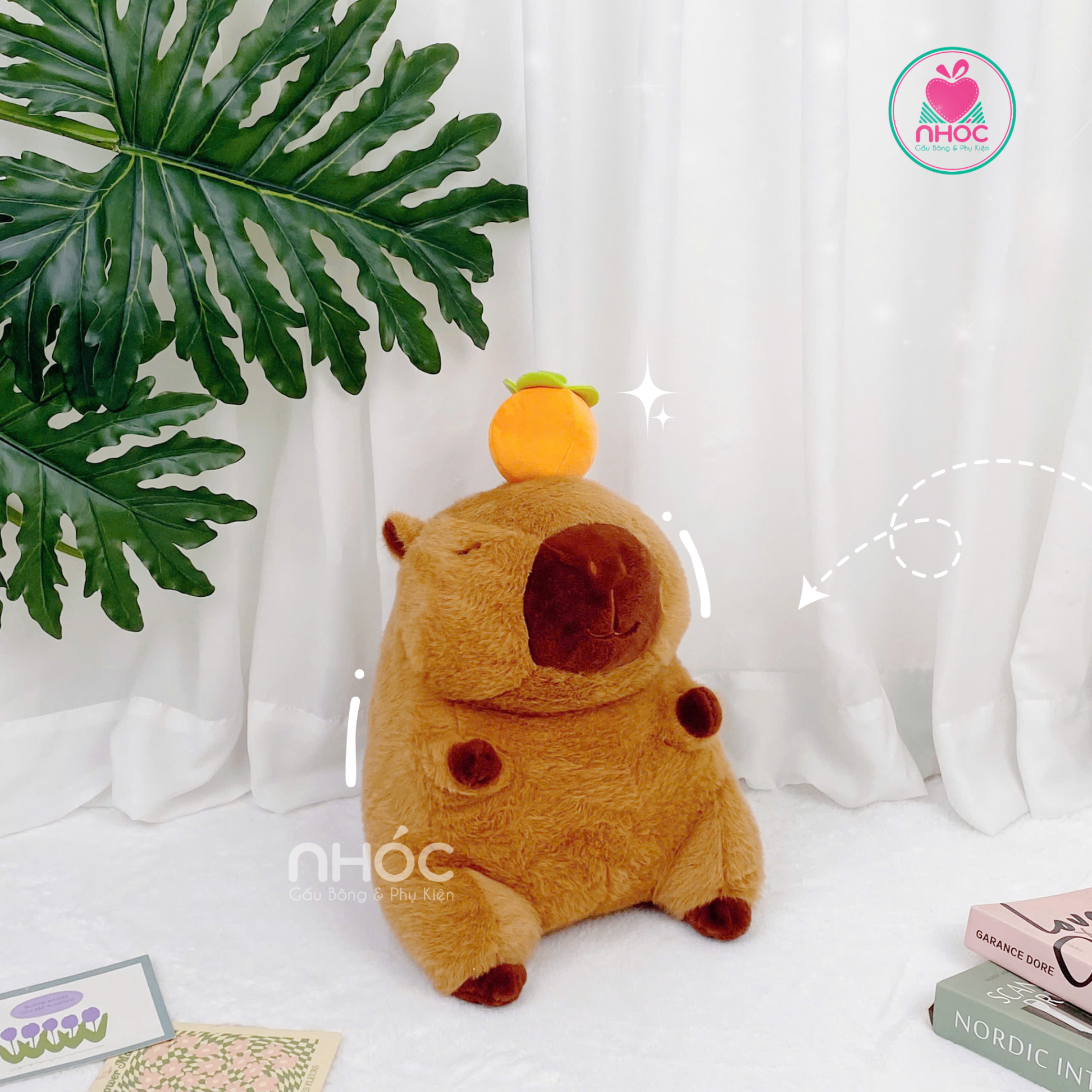 Thú bông Capybara đính trái cam lông xù TC
