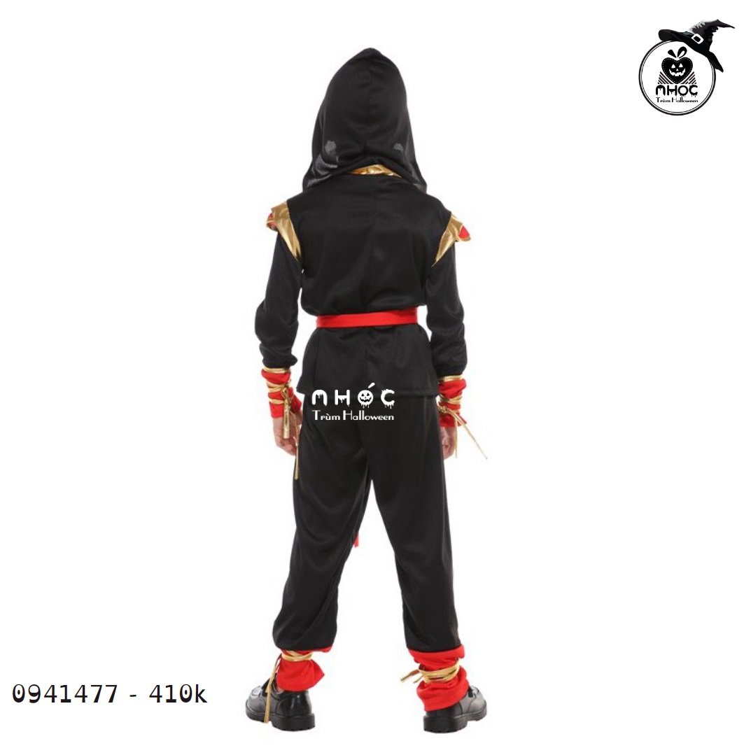 Bộ đồ Ninja viền vàng bóng - Đỏ đen - Size M - 120410