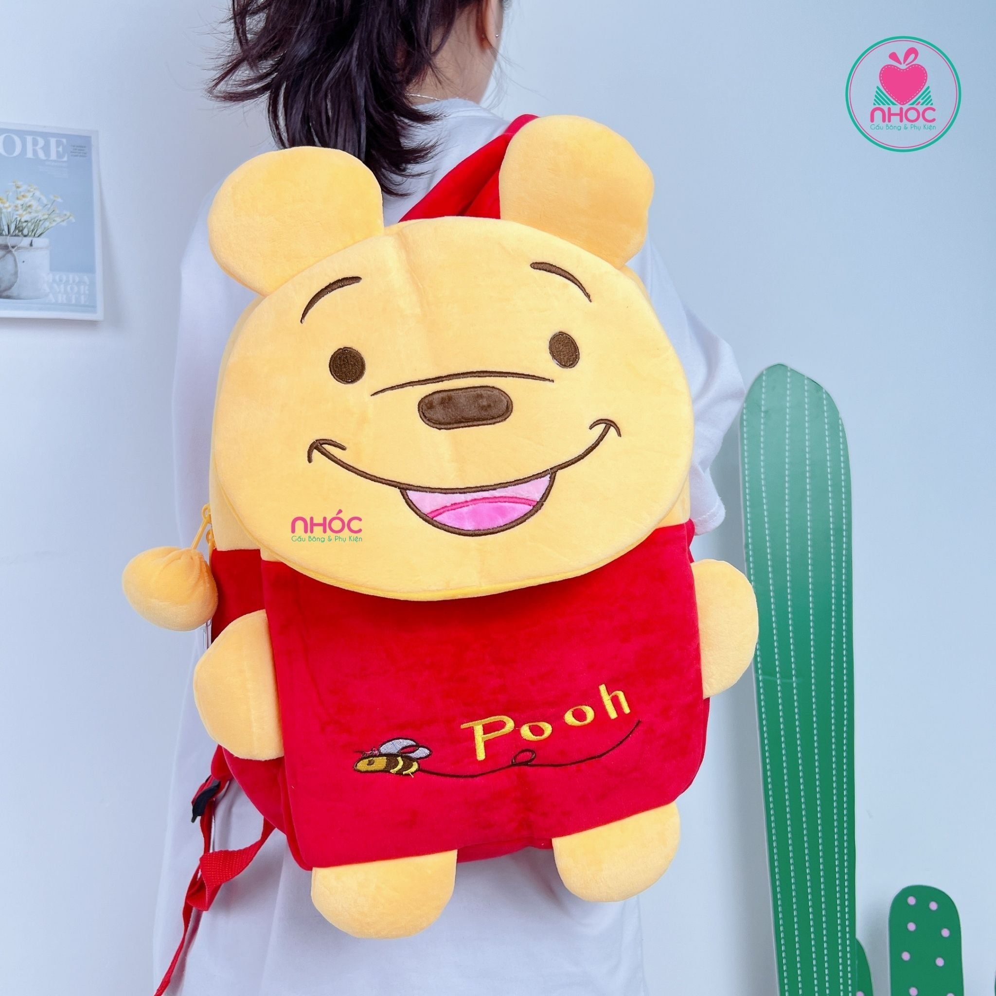 Balo bông nắp gập kiểu thú - Gấu Pooh - 28001