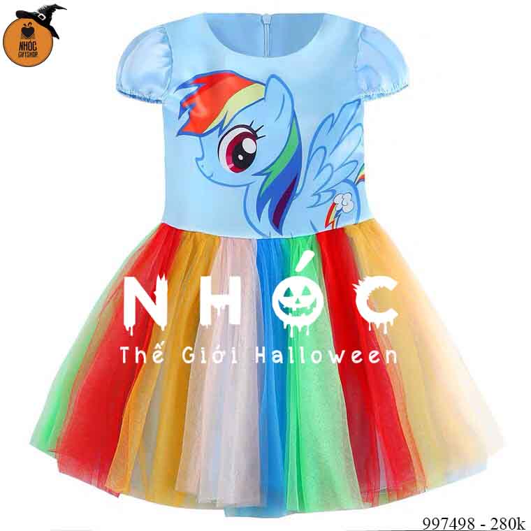 Đầm halloween pony vải thun váy phi đính kim sa - Xanh da trời - Size S - 28001