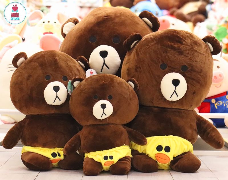 Thú bông gấu Brown mặc quần xì lông mịn đứng - Nâu - 80520