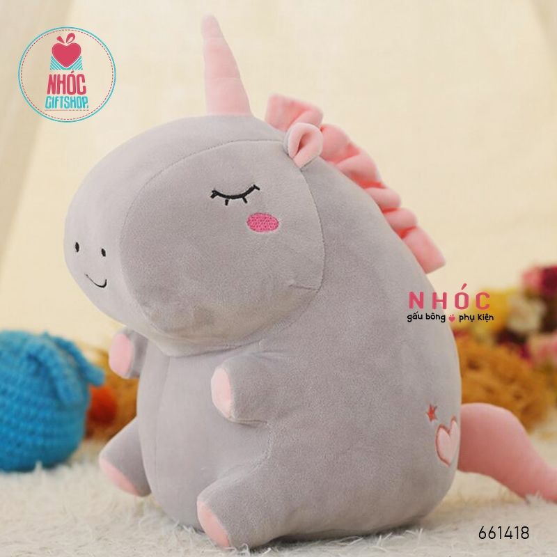 Thú bông kỳ lân ú lông mịn ngồi - Xám - 50310