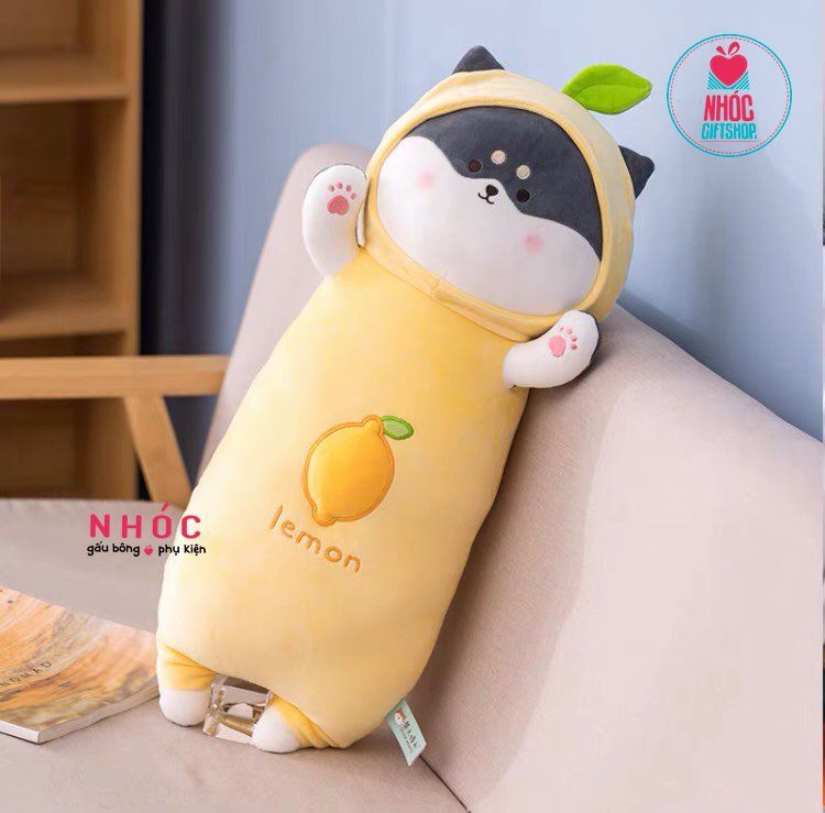 Thú bông chó shiba mặc áo trái cây lông mịn đứng TC - Vàng - 65320