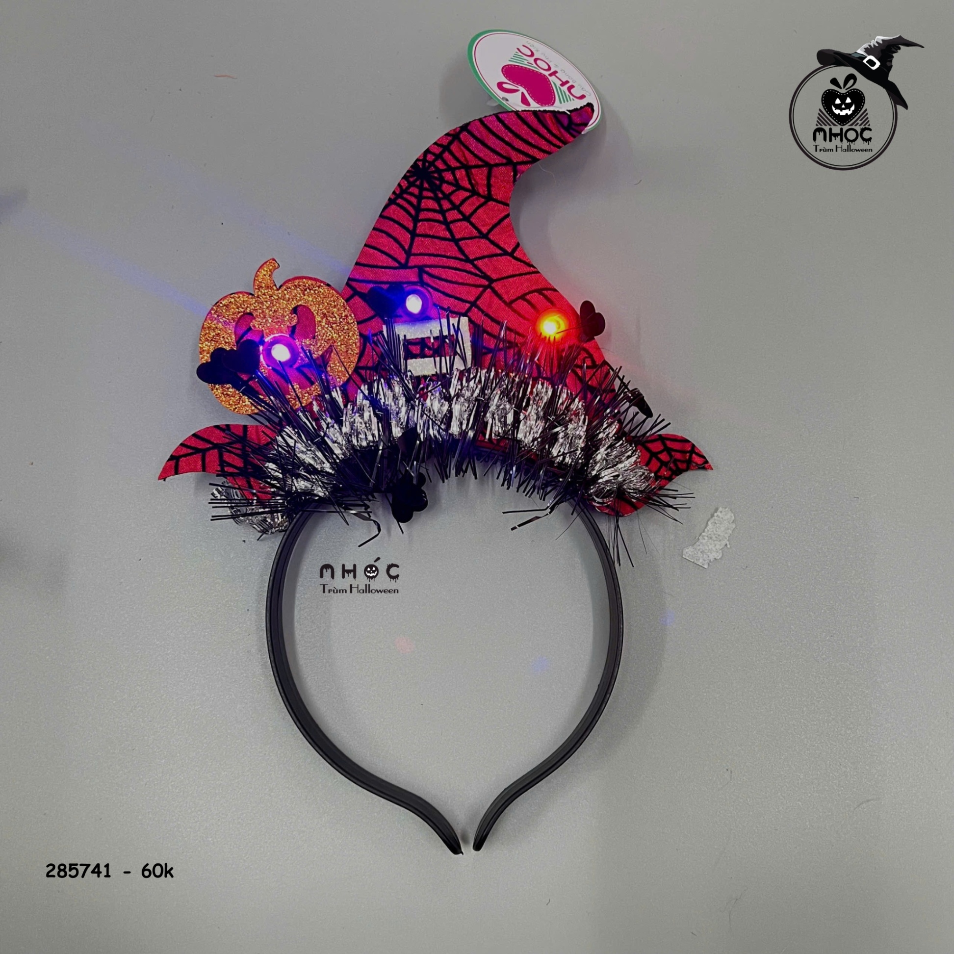 Cài tóc Halloween phù thuỷ nhện có đèn - Đỏ - 6001
