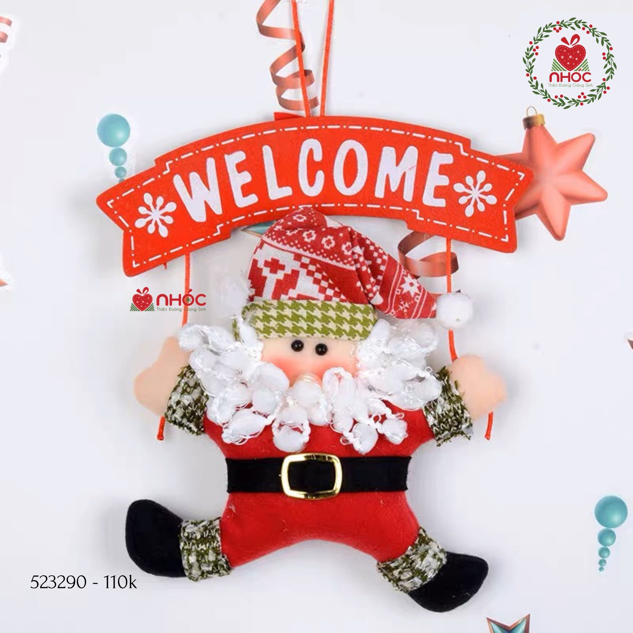 Phụ kiện trang trí Noel bảng treo Wellcome - Ông già - 30110