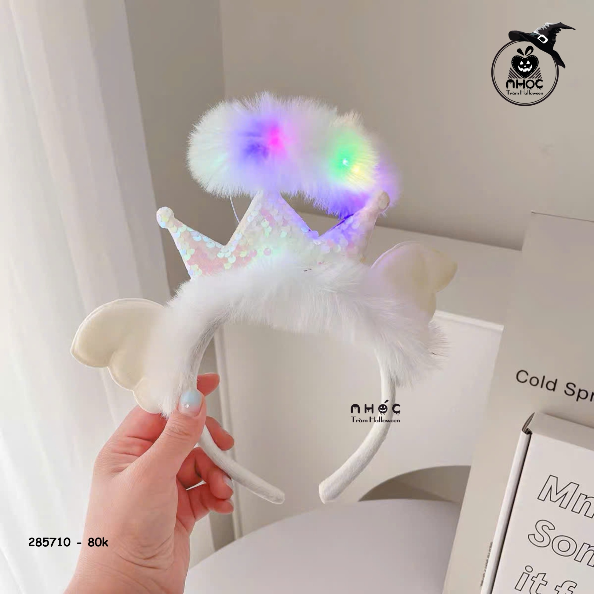Cài tóc Halloween vươn miệng lông xù - Trắng - 8001