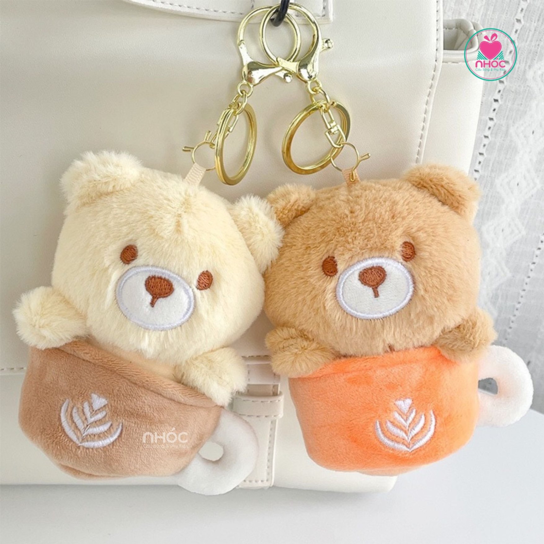 Móc khoá bông Gấu Cafe - 8501