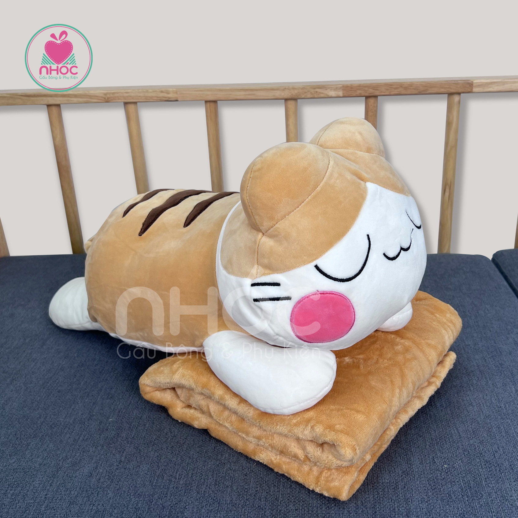 Gối mền Mèo má hồng lông mịn nằm - Vàng - 50380