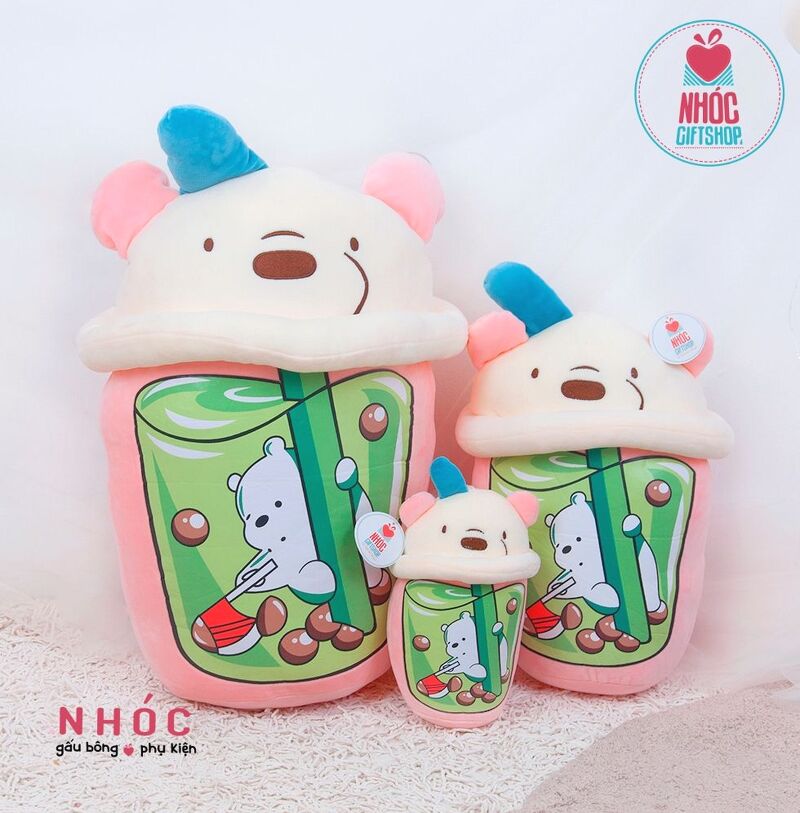 Trà sữa gấu We bare bears lông mịn - Hồng - 35210