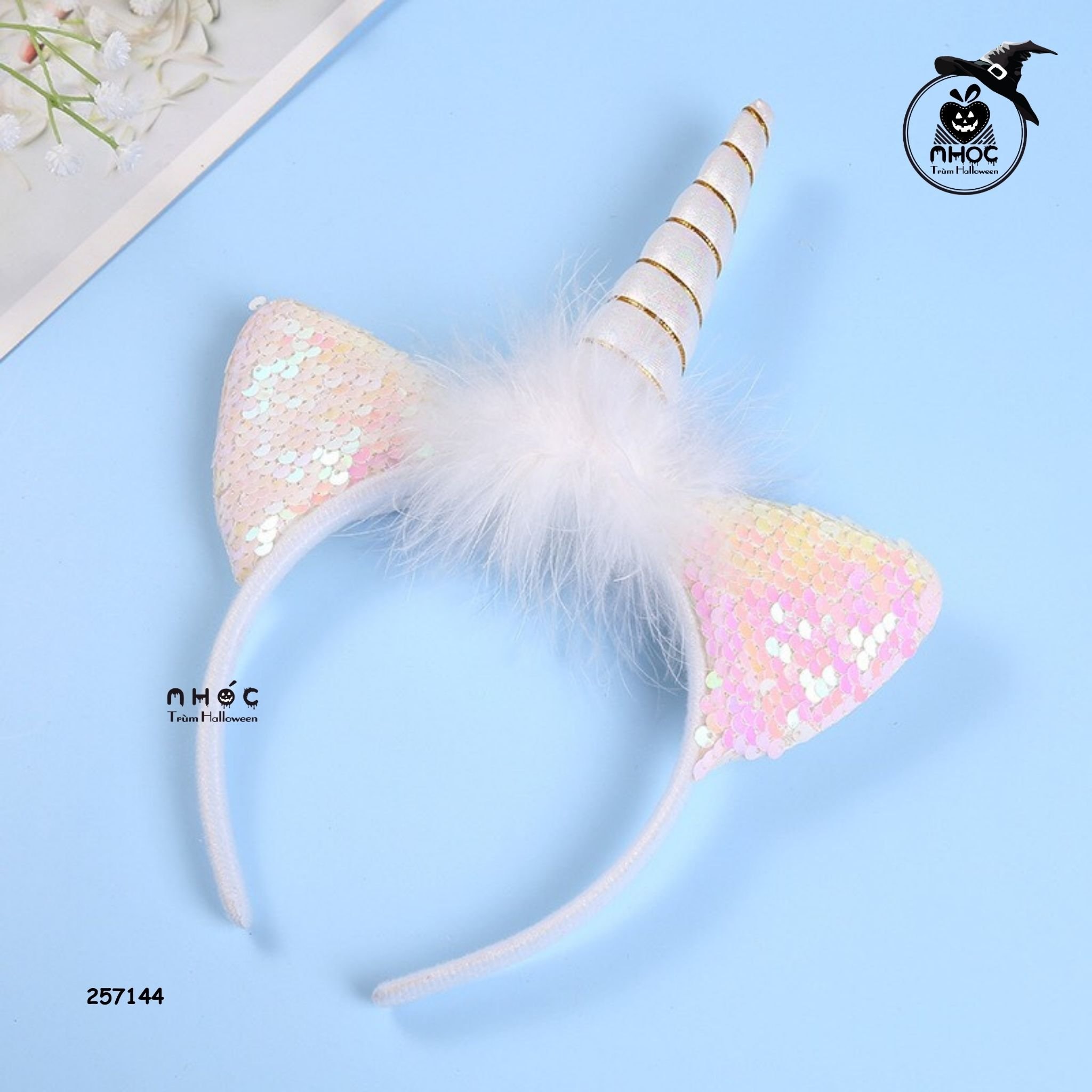 Cài tóc Halloween kỳ lân đèn - Trắng - 8001