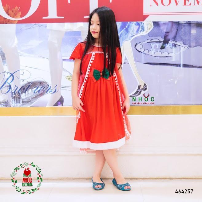 Đầm nhung noel choàng voan có tay - Đỏ - Size 1 - 40180