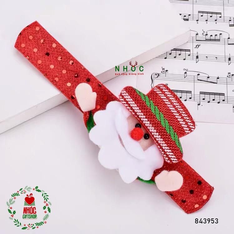 Đồng hồ noel ông già vòng kim sa có đèn - Đỏ - 4501