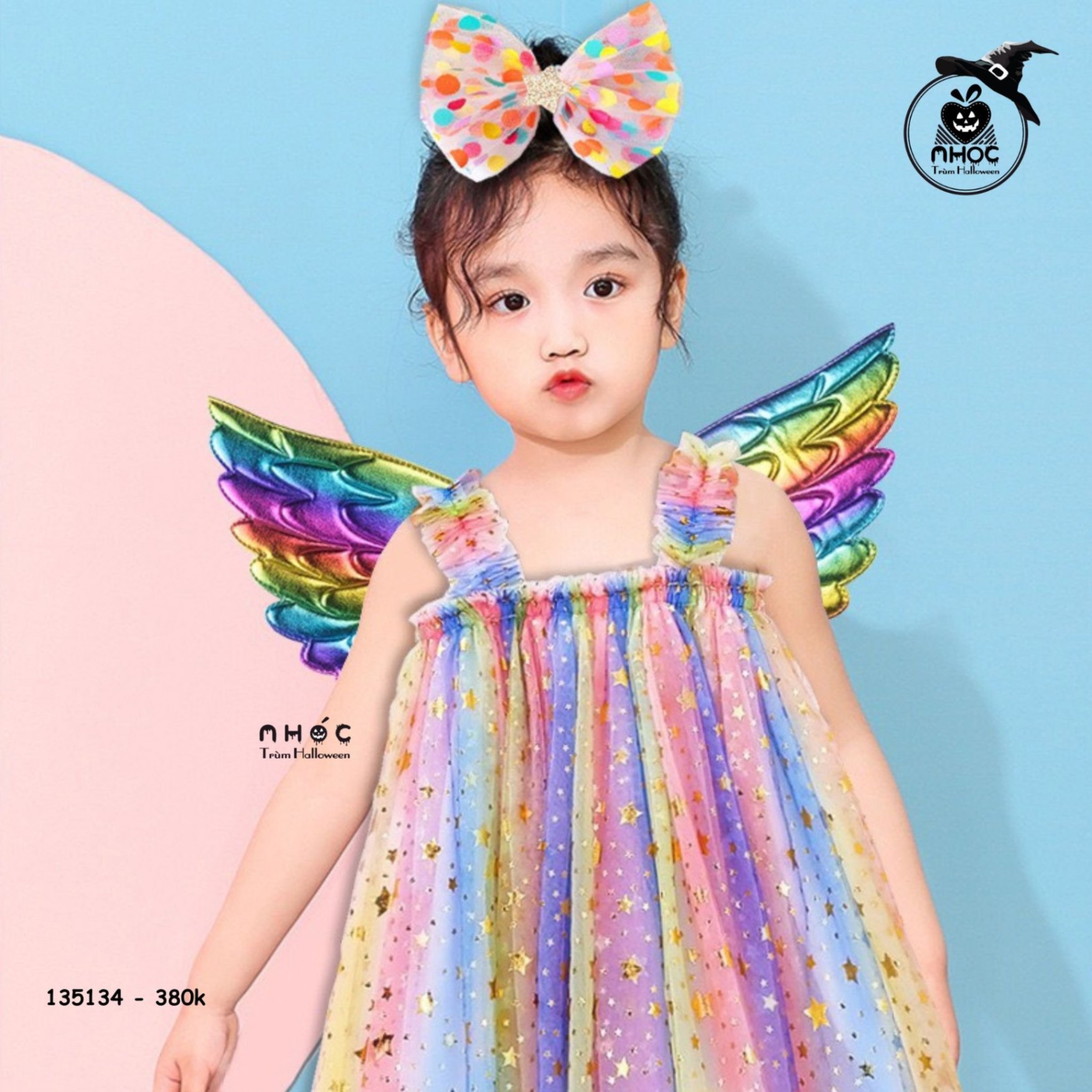 Đầm thiên thần váy lưới kim sa nhiều màu combo cài cánh - 120380