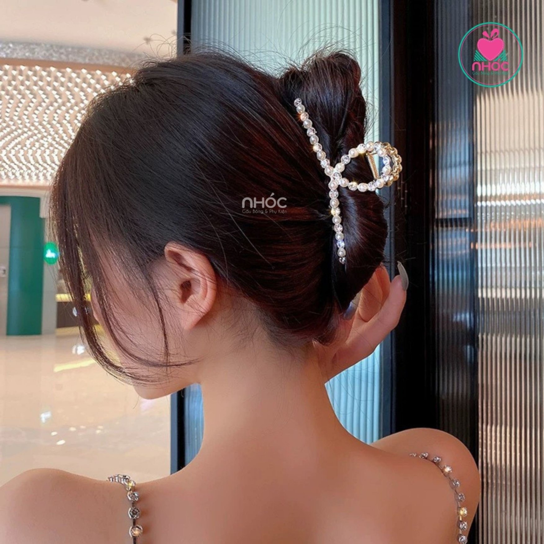 Kẹp gắp kiểu đính ngọc trai - Lưỡi liềm - 6001