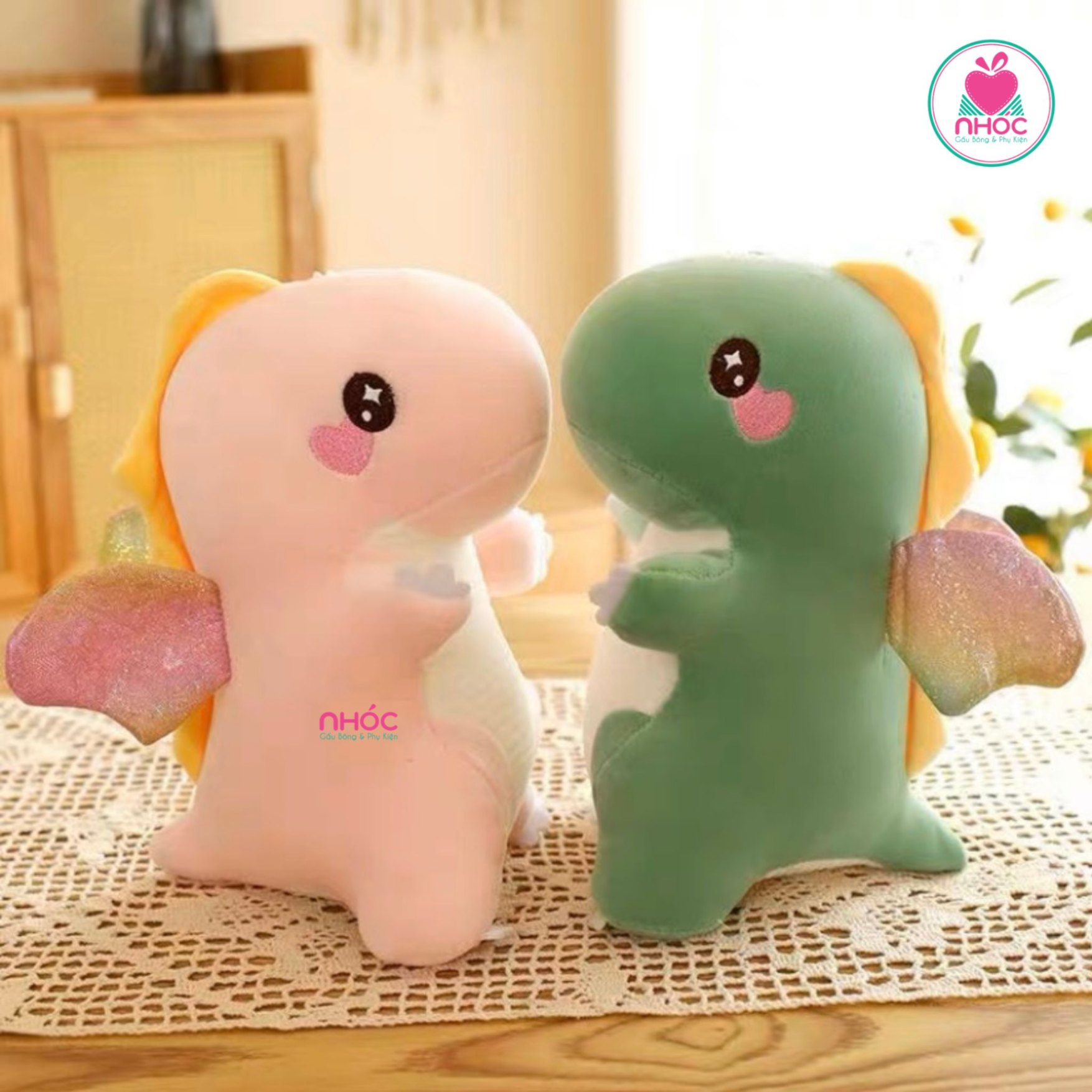 Thú bông nhỏ Khủng long má hồng có cánh lông mịn - 8501