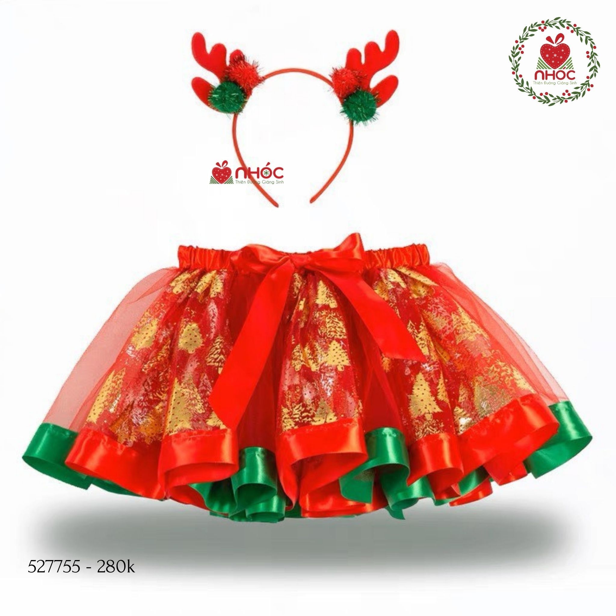 Đầm Noel combo cài váy - viền xanh đỏ - size S - 28001