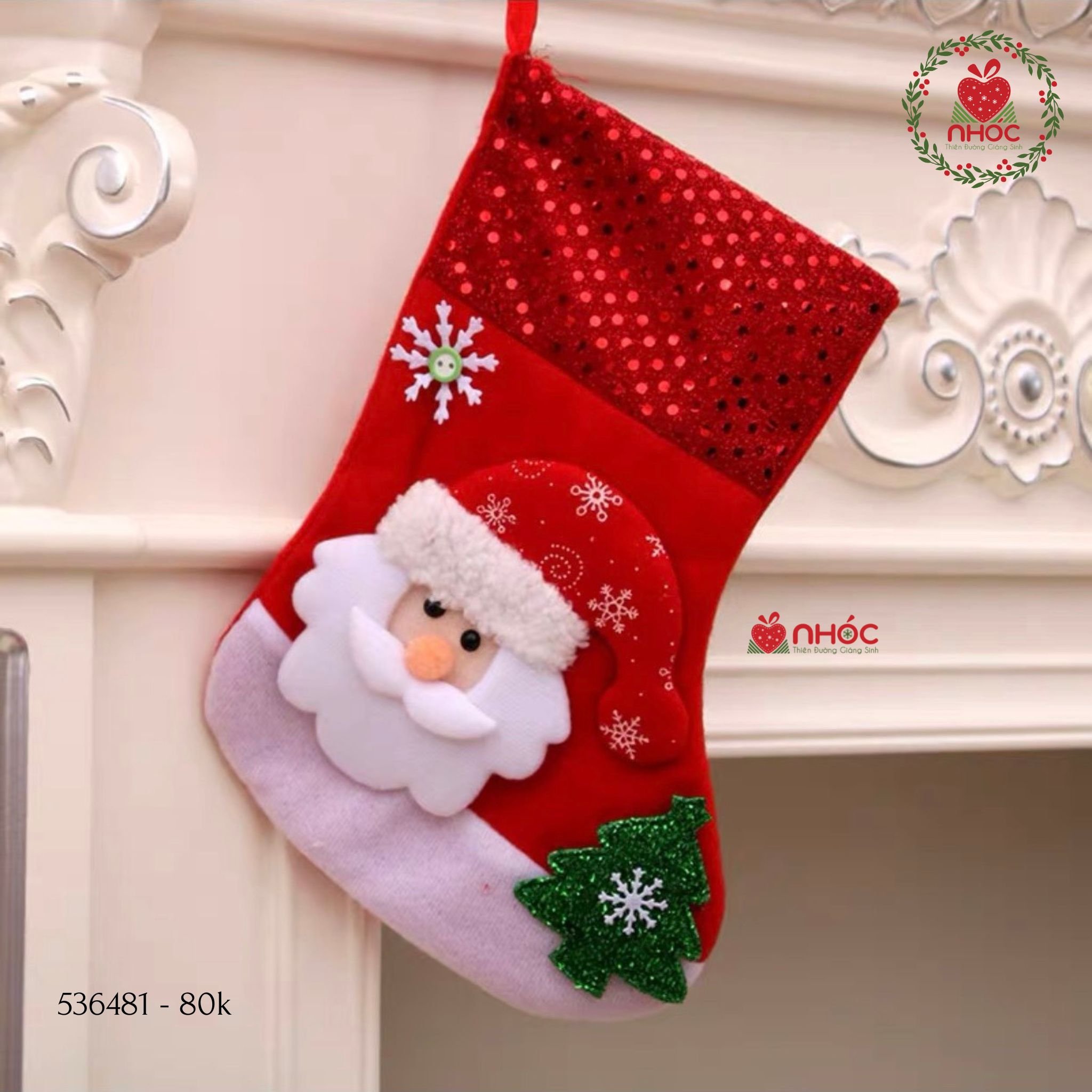 Tất Noel ống kim sa - Cây thông ông già - 2580