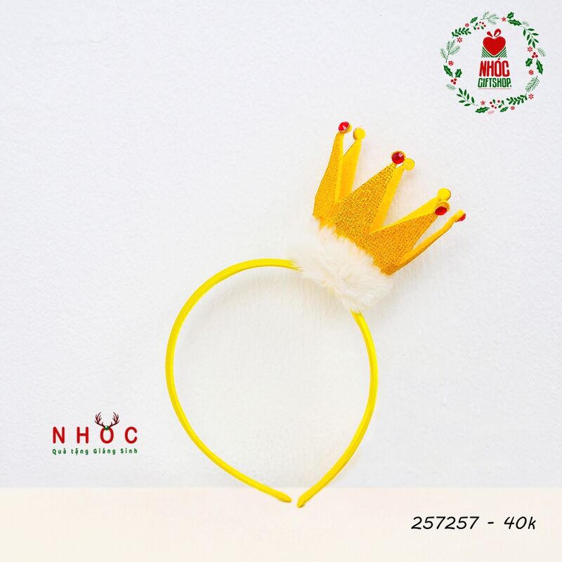 Cài tóc noel vương miện kim tuyến - 4001 - Vàng