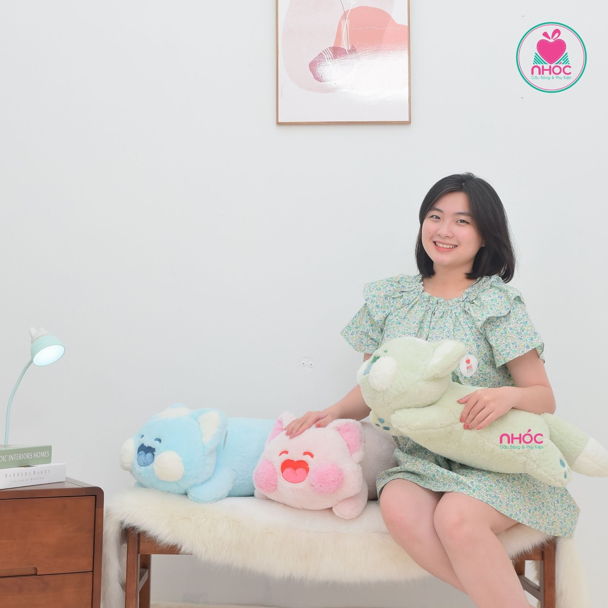 Thú bông Mèo DuDu lông xù nằm - Kem - 60360