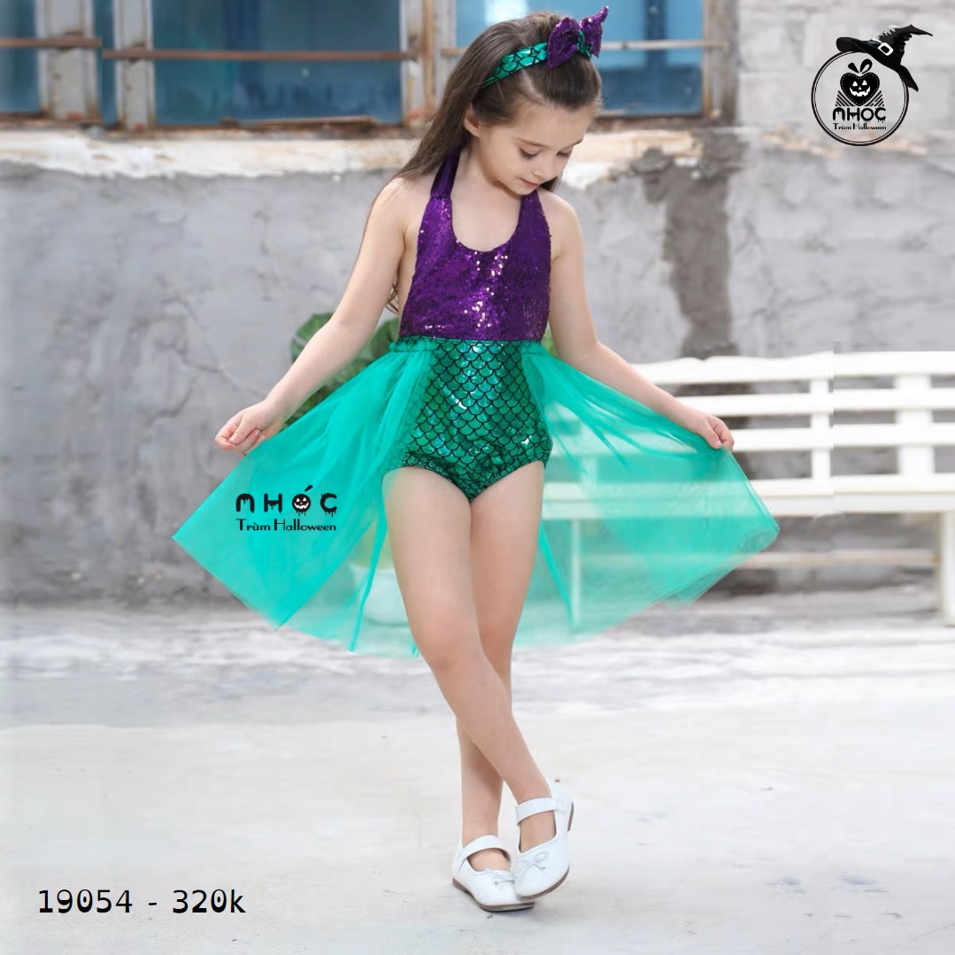 Đầm halloween tiên cá cổ yếm ngực kim sa - 90320