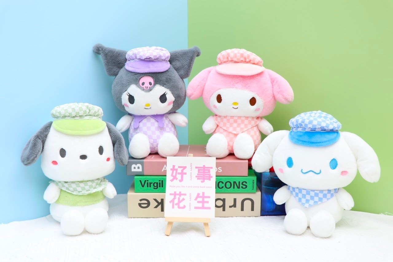 Thú bông nhỏ đội nón caro OD