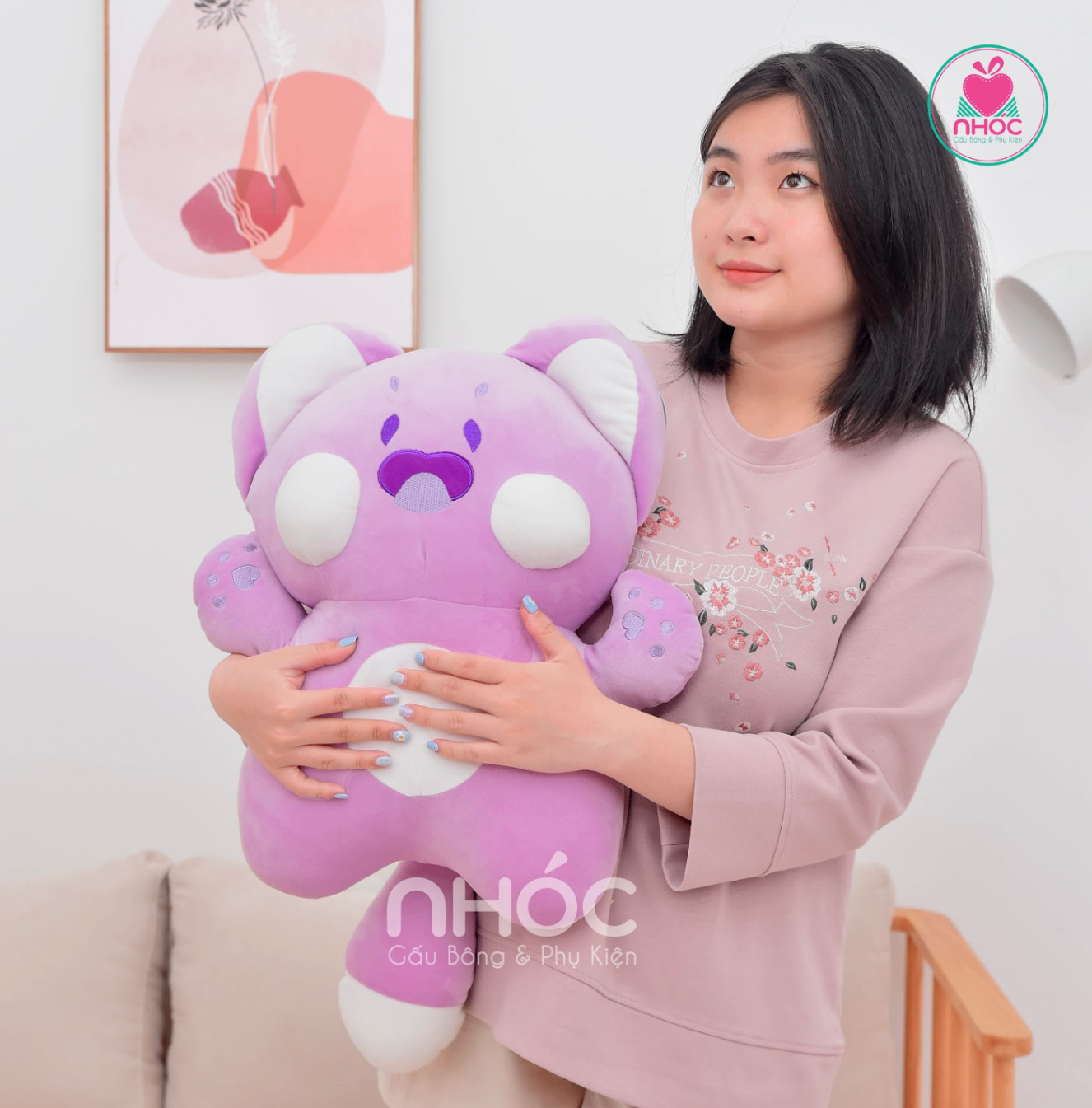 Thú bông Mèo DuDu lông mịn đứng TC - Tím - 45240