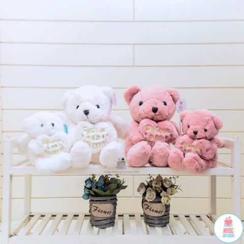 Gấu teddy thiên thần lông thú ôm tim