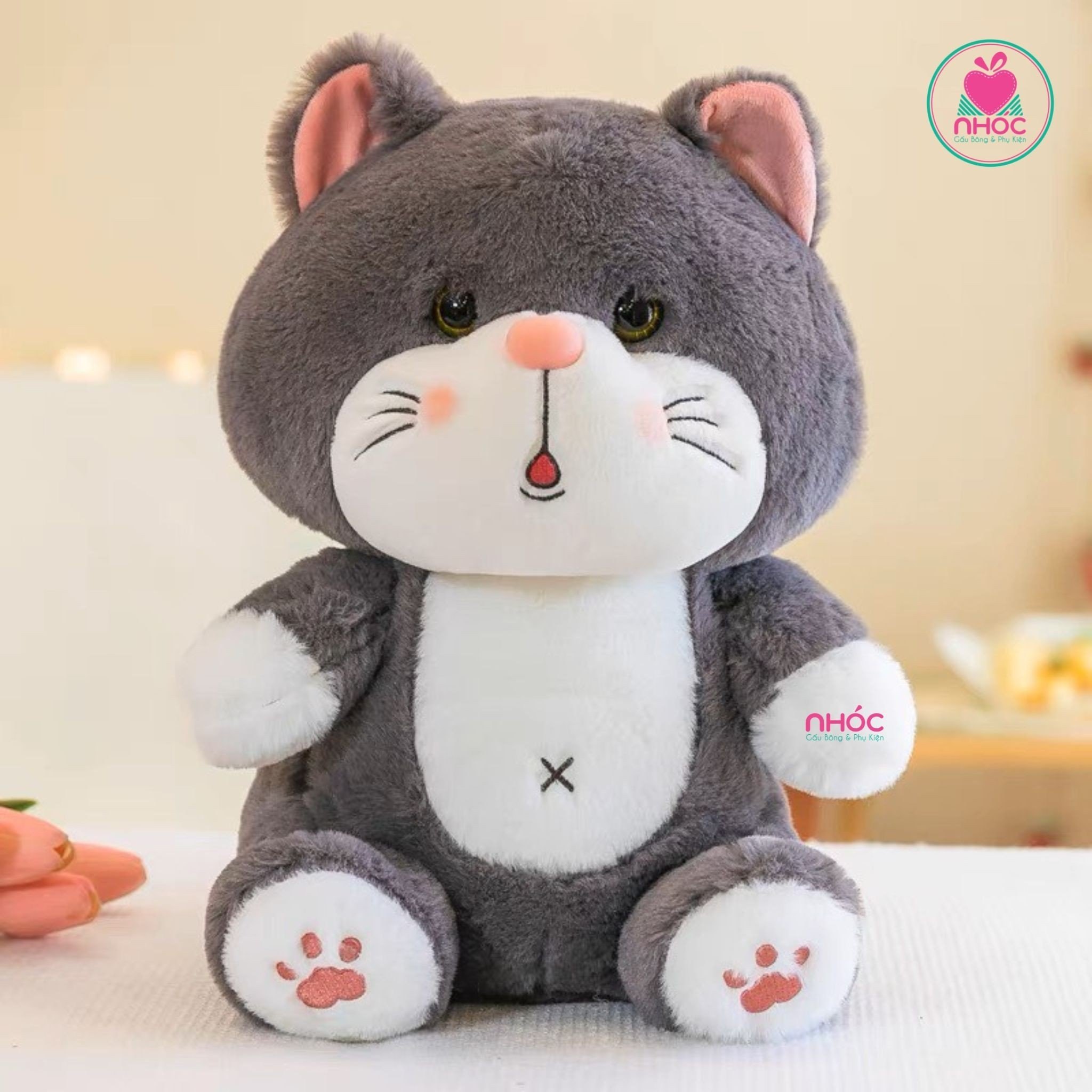 Thú bông Mèo Suri lông xù ngồi - Xám - 35280