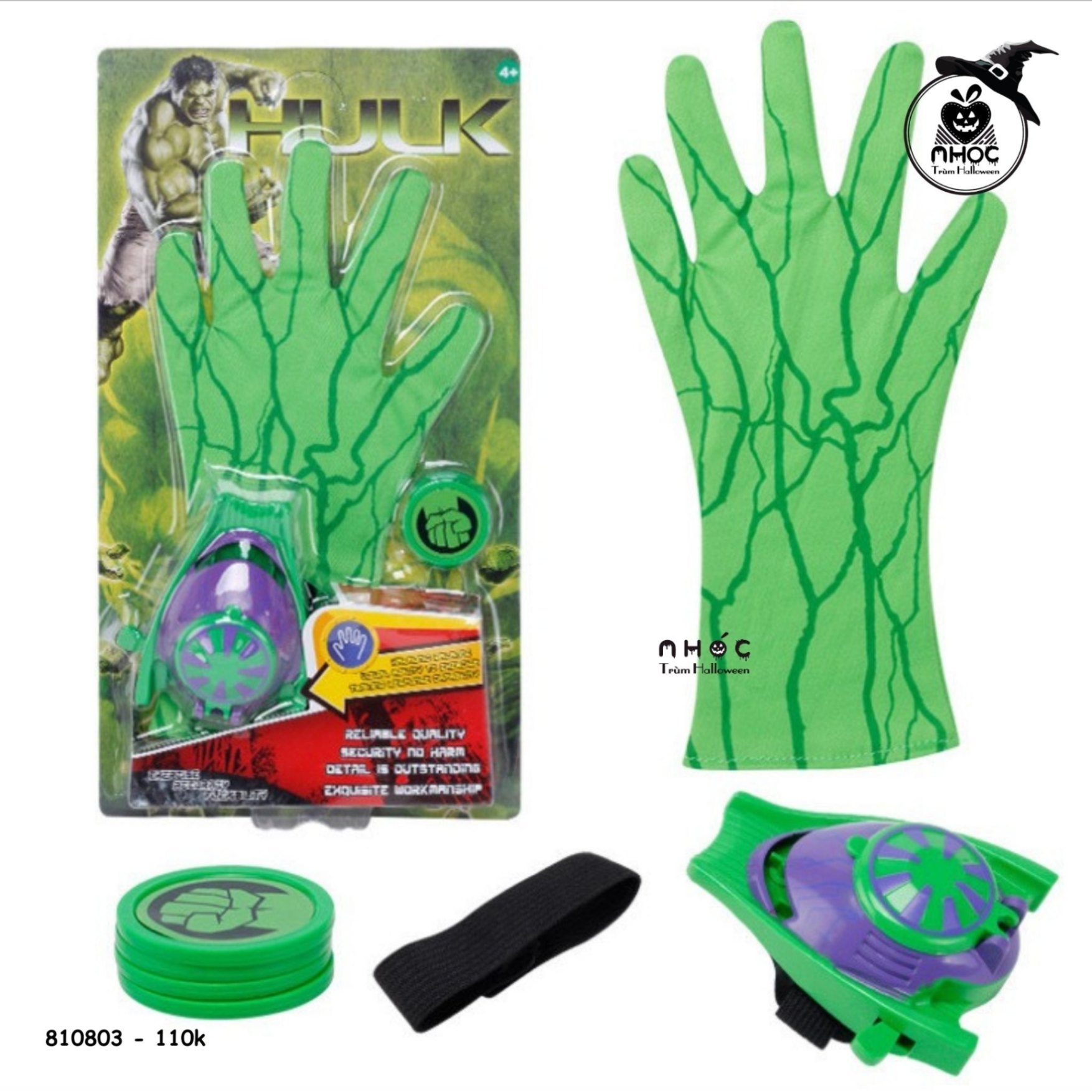 Bộ phụ kiện bao tay phép thuật - Hulk- 11001