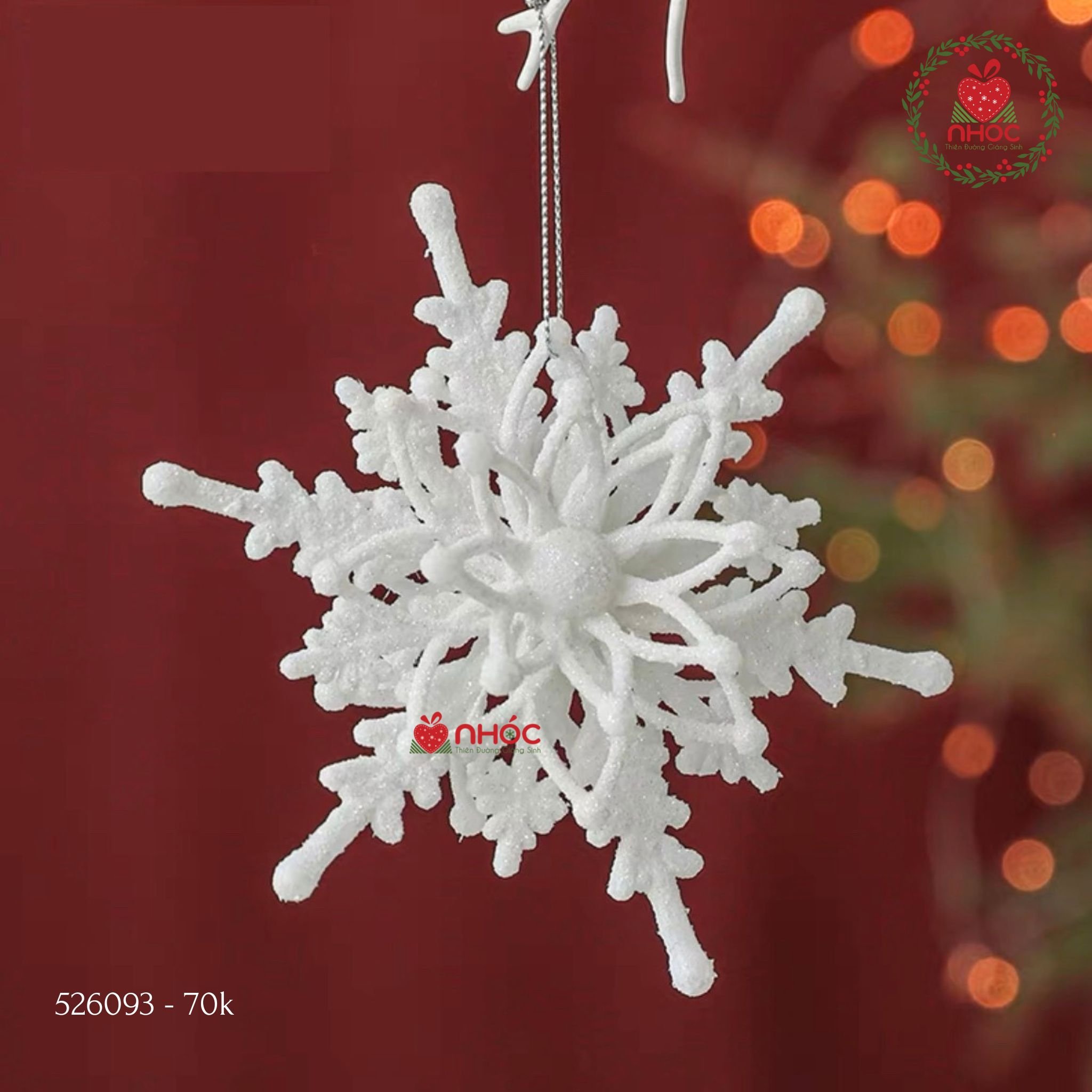 Phụ kiện trang trí Noel bông tuyết kim tuyến 3 lớp - Trắng - 1370