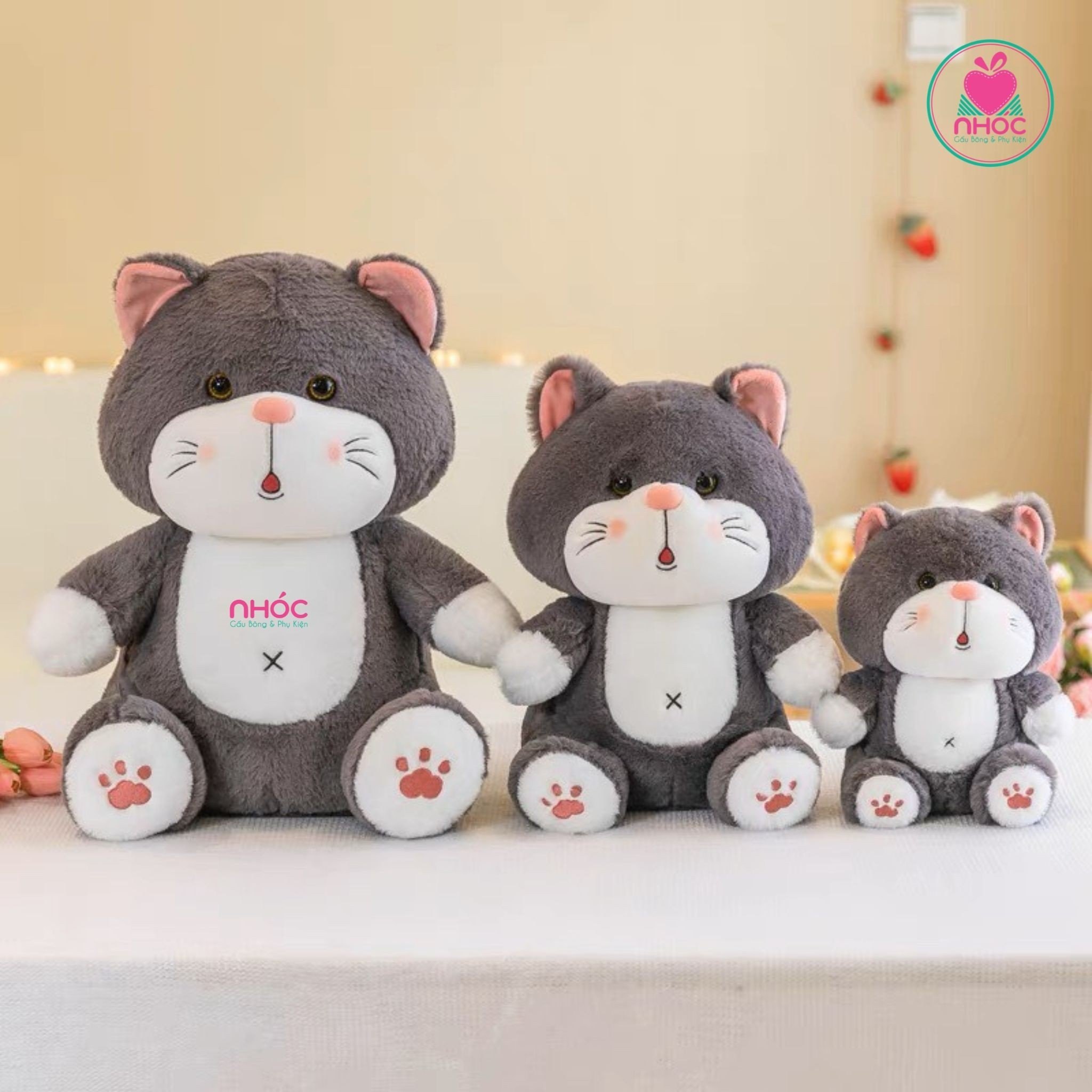Thú bông Mèo Suri lông xù ngồi - Xám - 45380