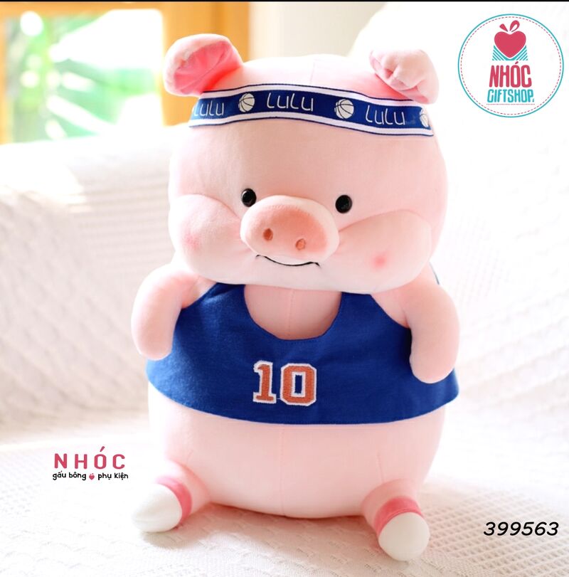 Thú bông Heo lulu mặc áo số 10 lông mịn ngồi - Xanh dương - 55420