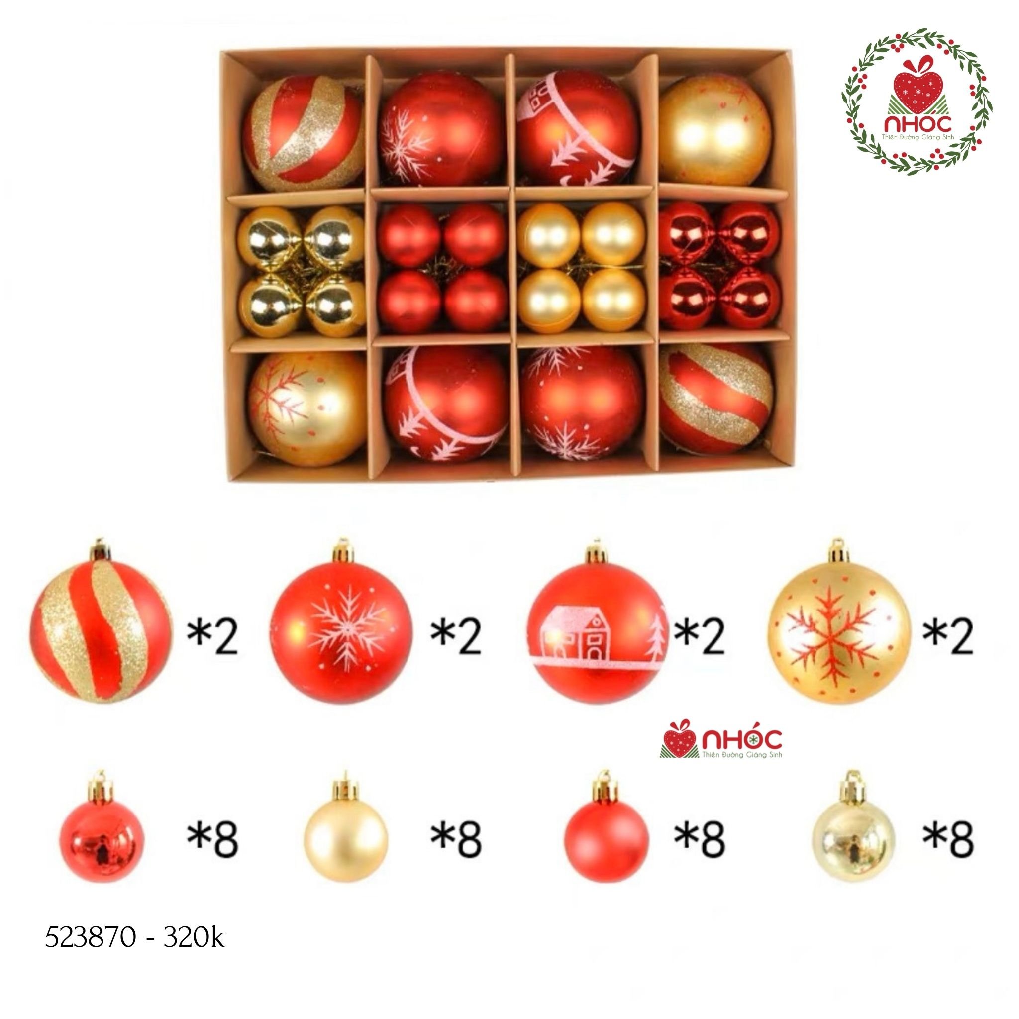Trái châu kiểu hộp mix 8 lớn 32 nhỏ - Đỏ vàng - 80320