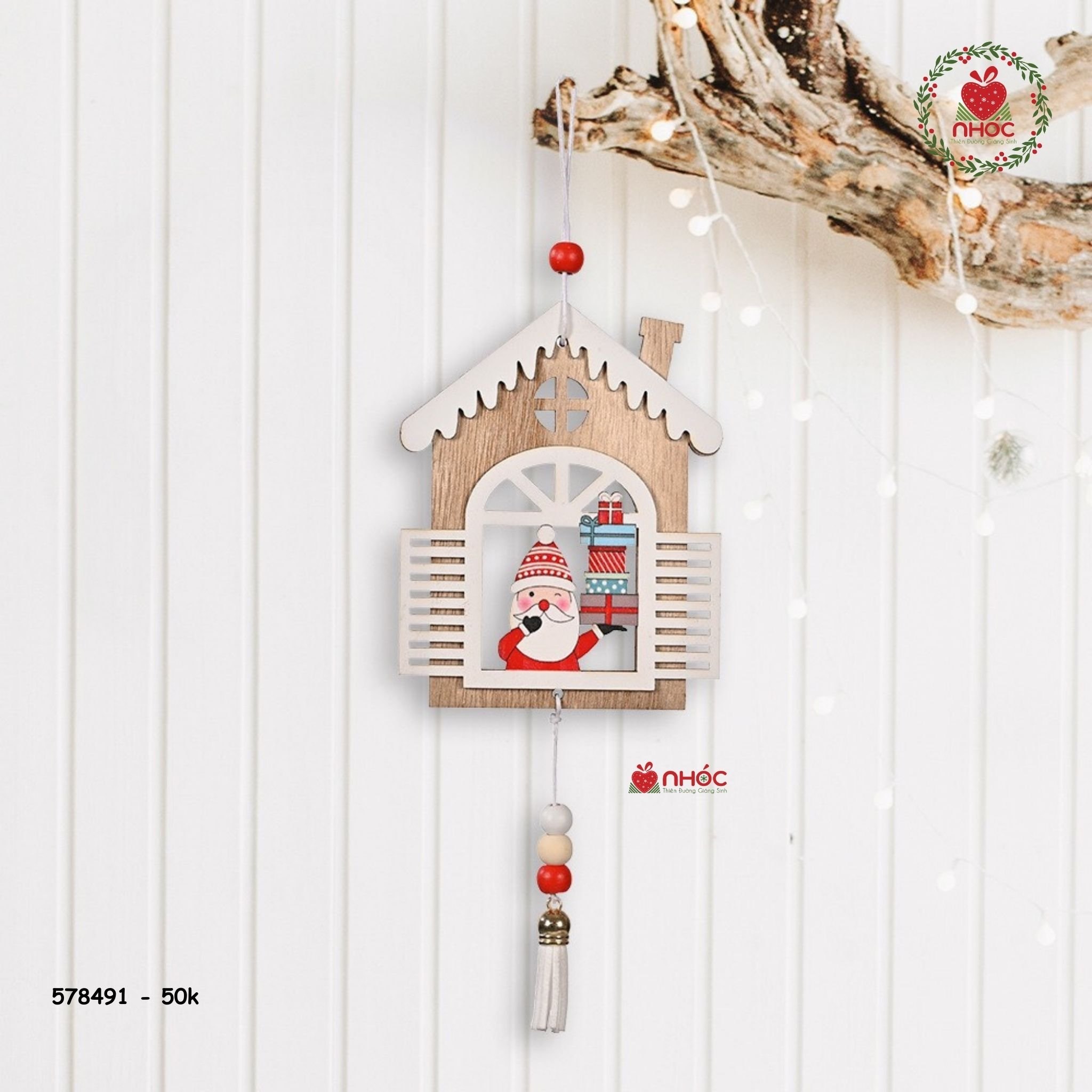Phụ kiện trang trí Noel ngôi nhà gỗ - Trắng - 5001