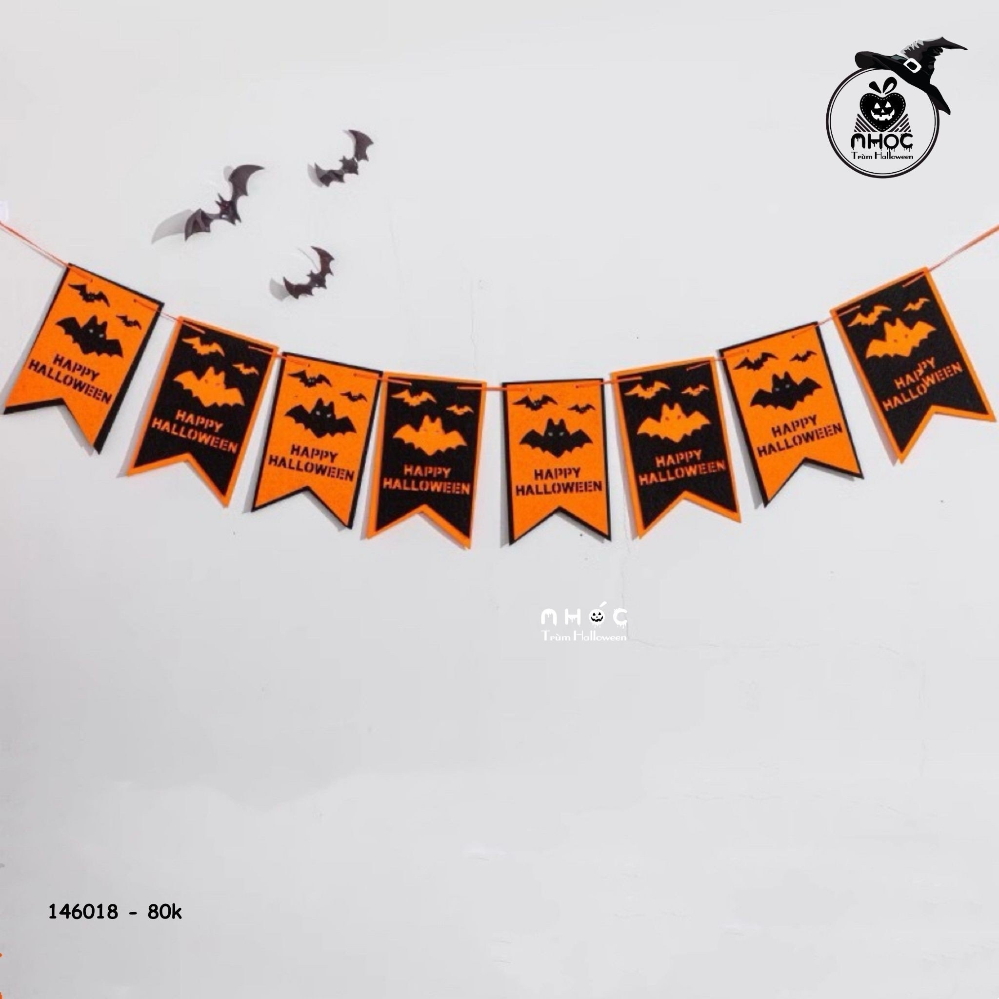 Dây trang trí nỉ dơi Happy Halloween - 8001