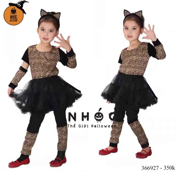 Đầm halloween Báo váy lưới đen combo cài tất bao tay - Size XL - 35001