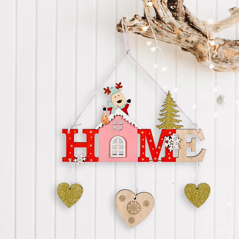 Bảng treo Noel gỗ - Tuần Lộc - 11001