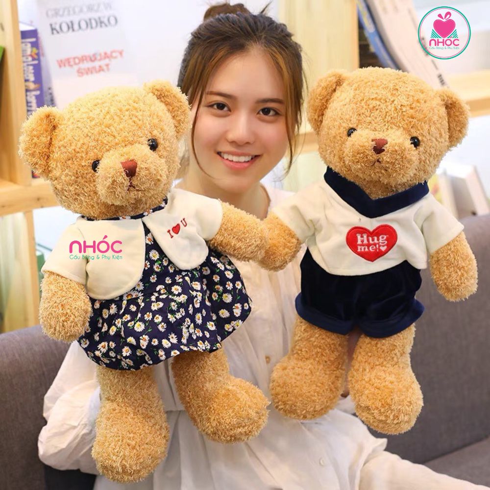 Gấu teddy lông chỉ váy hoa cúc X2
