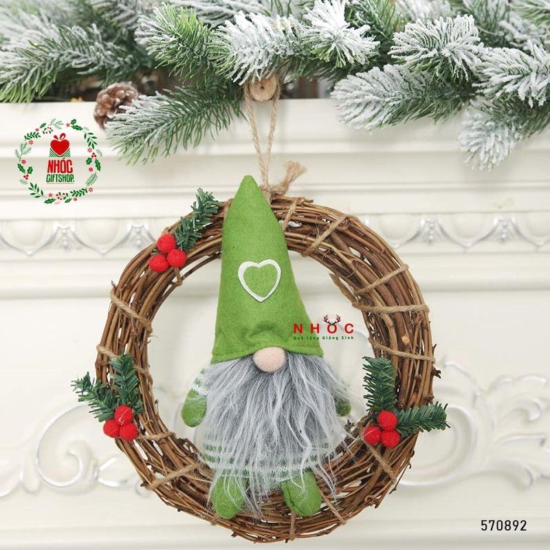 Vòng nguyệt quế gai ông già noel - 20140 - Xanh
