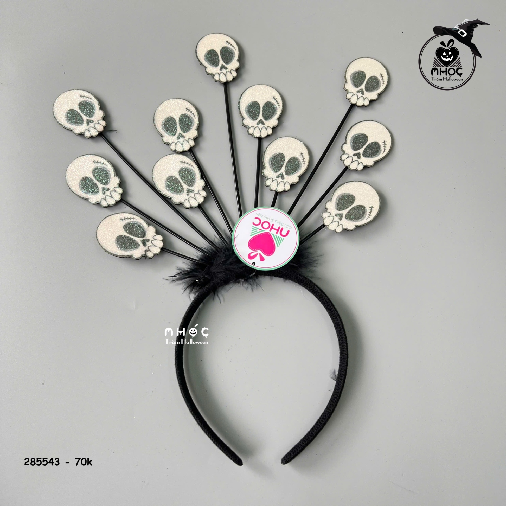 Cài tóc Halloween lông đính - Đầu lâu - 7001
