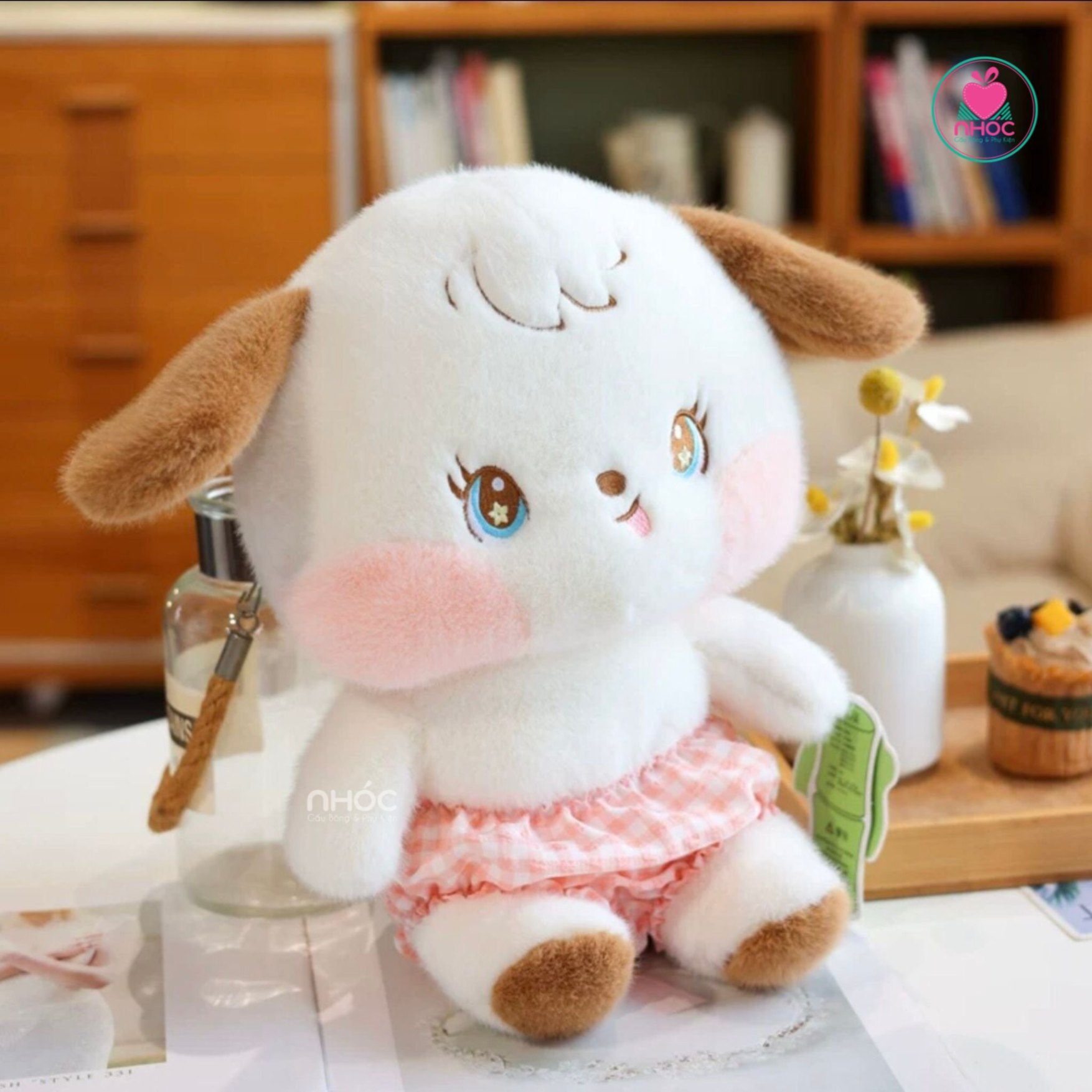 Thú bông mặc quần caro lông xù - Chó - 35260