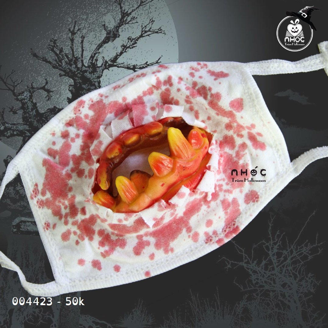 Khẩu trang Halloween máu - Hàm răng - 5001