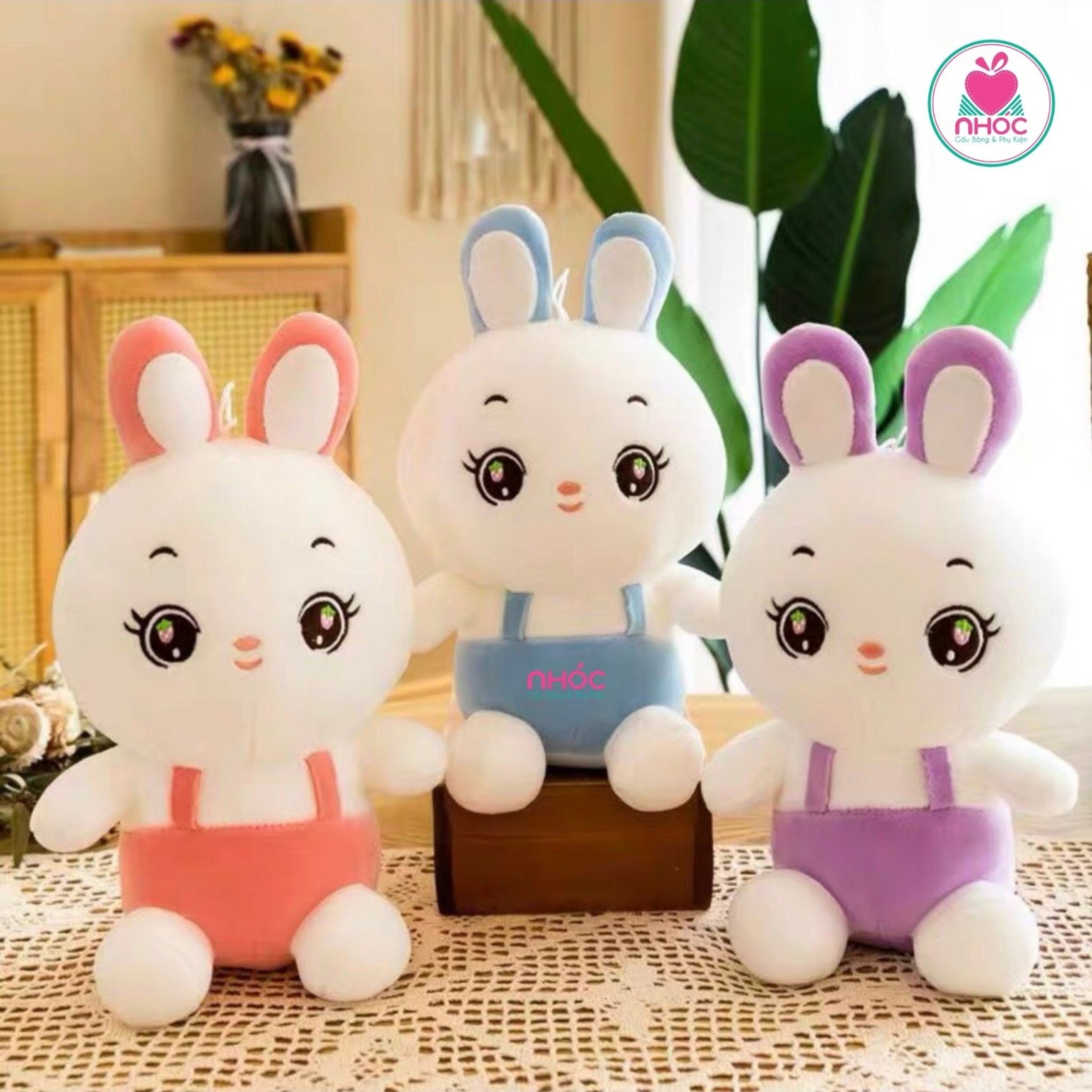 Thú bông nhỏ Thỏ mặc quần yếm lông mịn - 8501