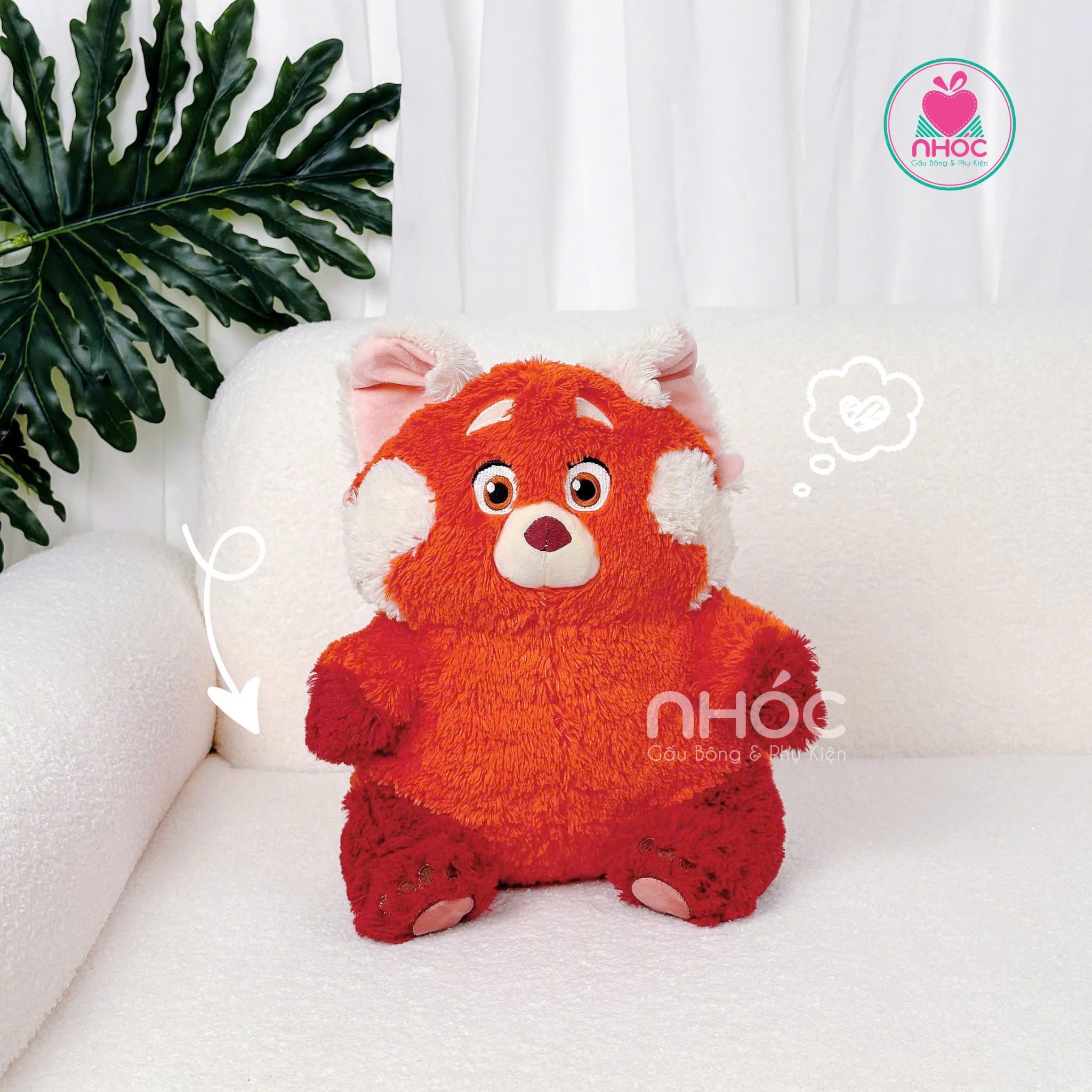 Thú bông Gấu đỏ biến hình lông xù ngồi NZ - Đỏ - 40280